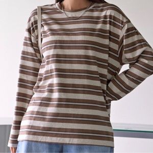 DAZY block stipe drop shoulder tee